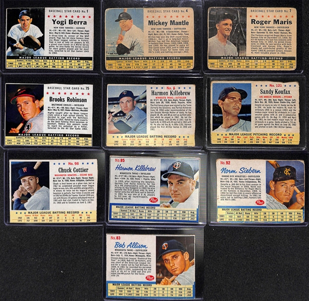Lot of 174 1961-1963 Post Cereal Baseball Cards w. Mickey Mantle