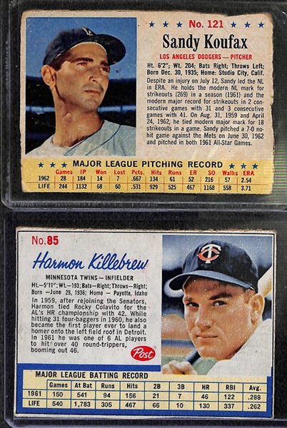 Lot of 174 1961-1963 Post Cereal Baseball Cards w. Mickey Mantle