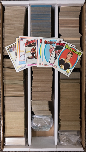 Lot of 1,200+ Assorted 1970-1987 Topps Hockey Cards w. Bobby Orr