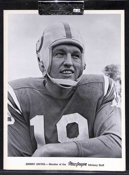 1968 MacGregor Advisory Staff Johnny Unitas 8 x 10 Photo BVG 6