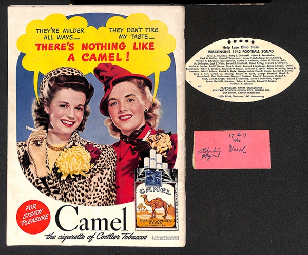 Lot Of 13 Football Programs w. 1942 Ohio State vs. Wisconsin Homecoming Game