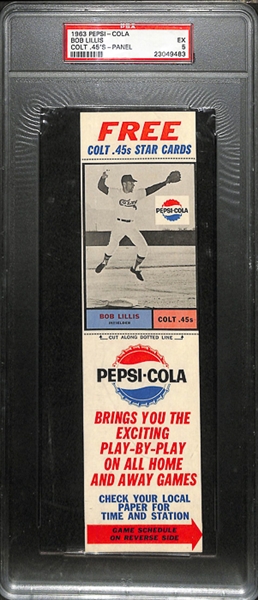 1963 Pepsi-Cola Bob Lillis Colt .45's Panel - Short Print - PSA 5