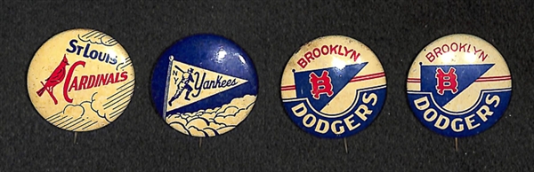 Lot of 30 Sports Pins & Buttons (Primarily Baseball) From 1950-1980