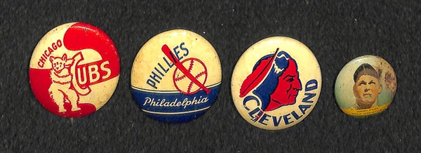 Lot of 30 Sports Pins & Buttons (Primarily Baseball) From 1950-1980