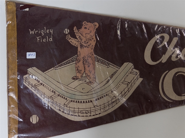 1940s-50s Era Wrigley Field Chicago Cubs Pennant - Brown Felt
