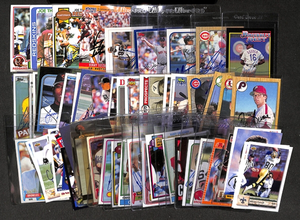 Lot Of 67 Baseball & Football Signed Cards w. Joe Theismann