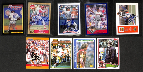 Lot Of 67 Baseball & Football Signed Cards w. Joe Theismann