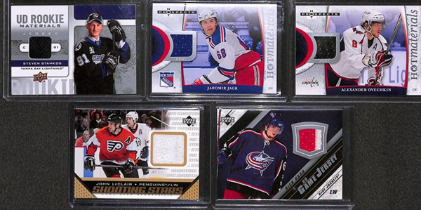 Lot Of 38 Hockey Jersey Cards w. Stamkos/Jagr/Ovechkin