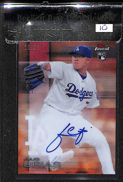 2016 Topps Finest Julio Urias Autogrph Orange Refractor /25 BGS 9