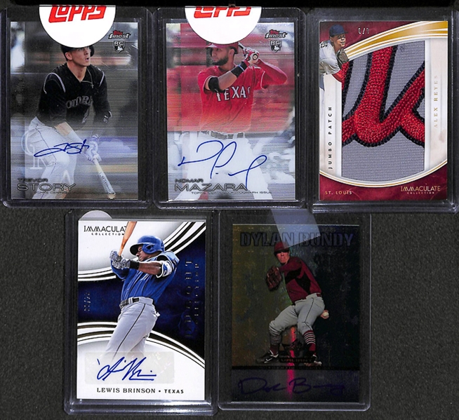 Lot Of 5 Baseball Prospects Autograph & Patch Cards w. Mazara & Story
