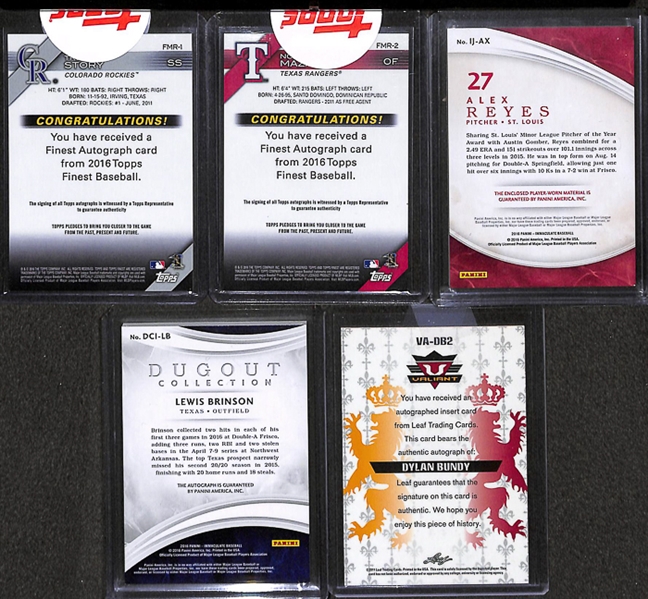 Lot Of 5 Baseball Prospects Autograph & Patch Cards w. Mazara & Story