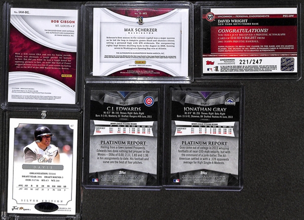 Lot Of 6 Baseball Stars Autograph & Numbered Cards w. Bob Gibson