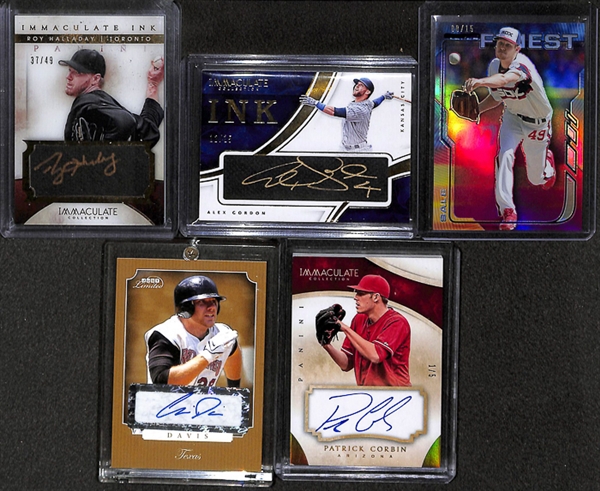 Lot Of 5 Baseball Autograph & Numbered Cards w. Roy Halladay