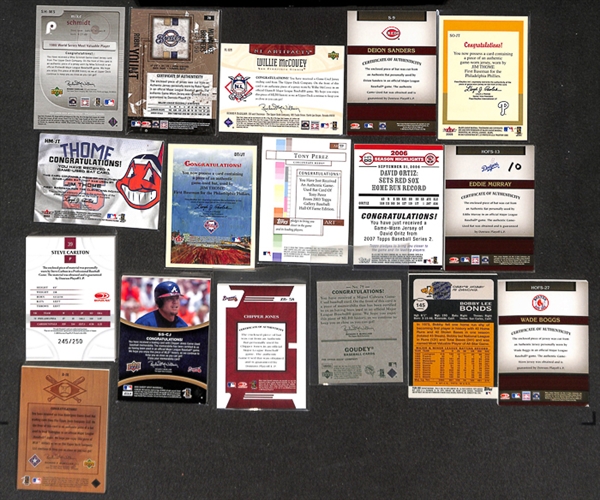 Lot Of 225+ Assorted Baseball Relic cards w. Schmidt/Yount/ McCovey