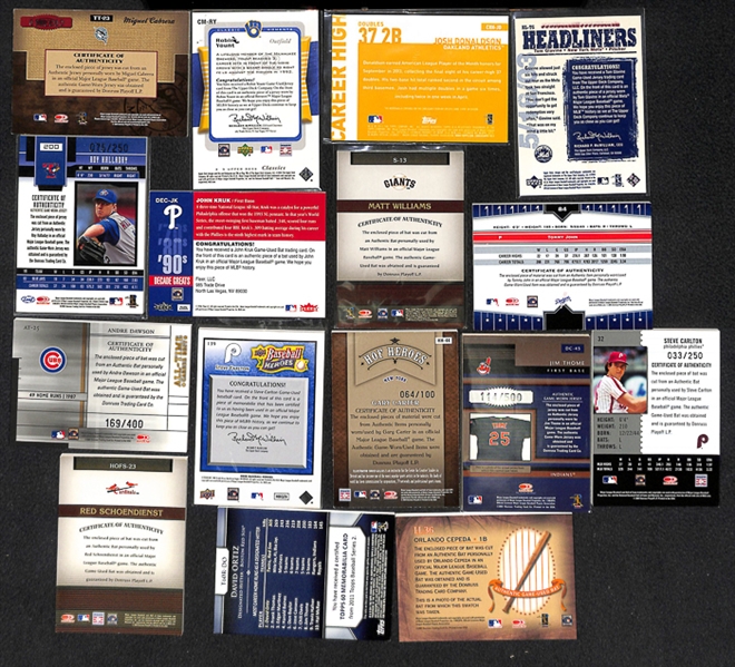 Lot Of 225+ Assorted Baseball Relic cards w. Donaldson/Yount/Cabrera
