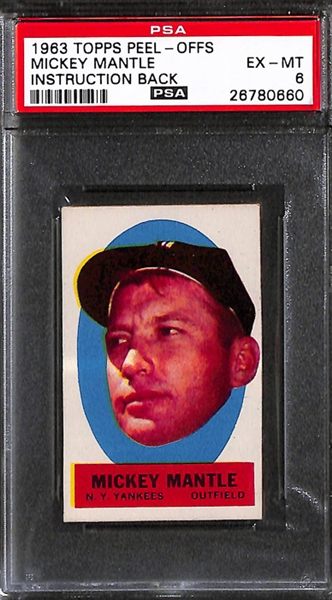 Lot Of 6 Graded Baseball Cards w. 1963 Mantle Peel Off PSA6