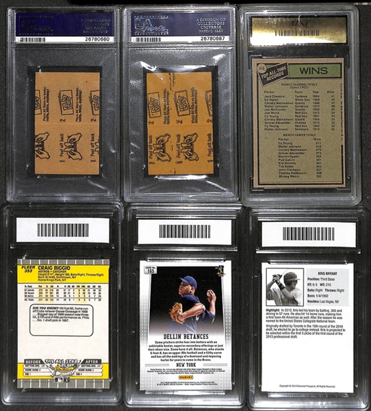 Lot Of 6 Graded Baseball Cards w. 1963 Mantle Peel Off PSA6