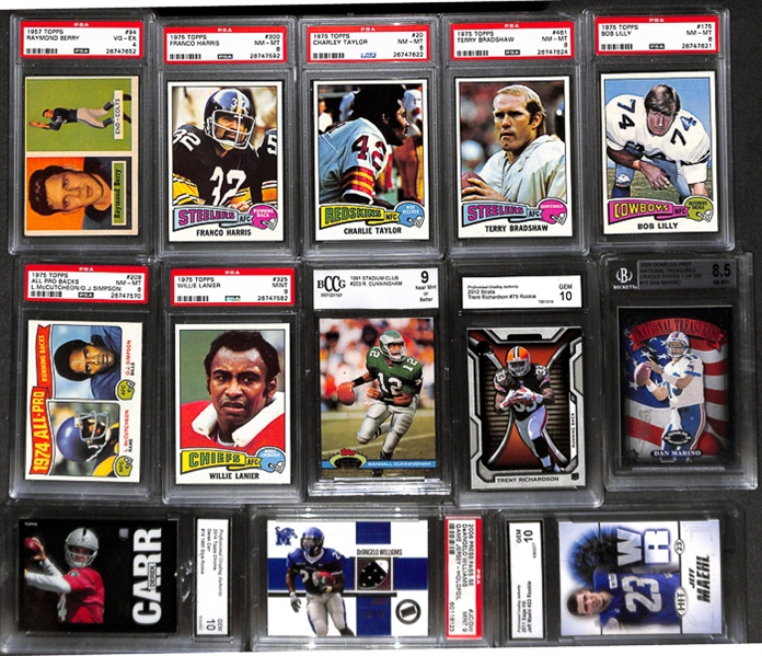 Lot Of 13 Graded Football Cards w. 1957 Raymond Berry PSA 4