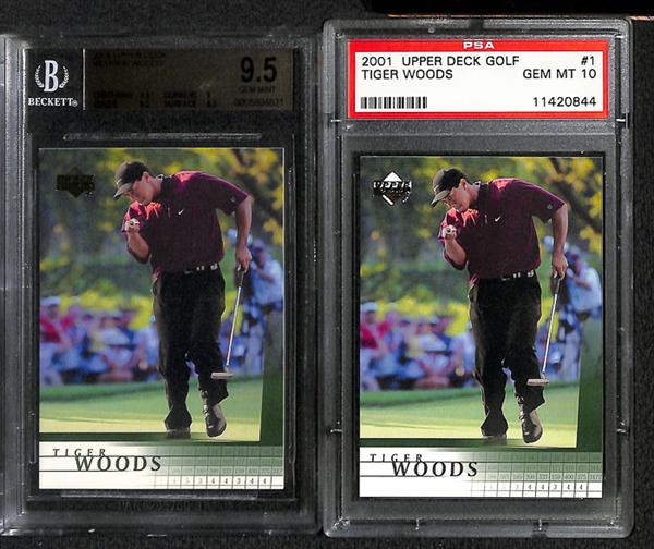Lot Of 15 Mixed Spots Graded Cards w. Tiger Woods & Jaromir Jagr