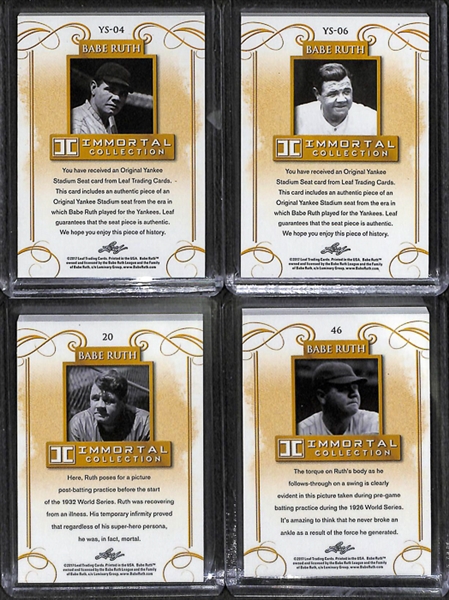 Lot Of 4 Babe Ruth 2017 Leaf Stadium Seat Relic & Numbered Cards