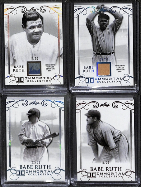 Lot Of 4 Babe Ruth 2017 Leaf Stadium Seat Relic & Numbered Cards