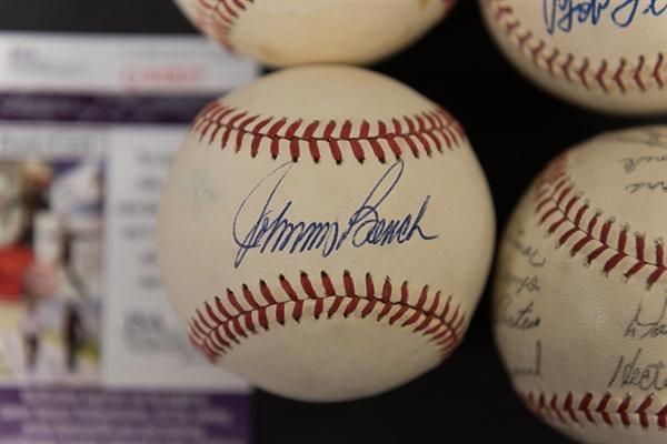 Lot Of 3 Signed Baseballs w. Johnny Bench - JSA