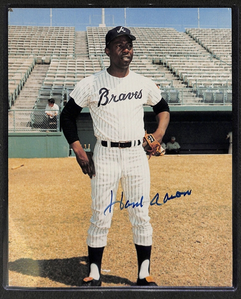 Hank Aaron & Willie Mays Signed 8x 10 Photos - JSA