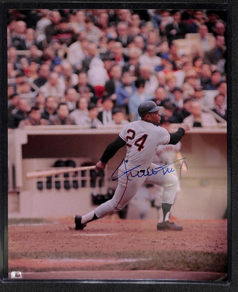 Hank Aaron & Willie Mays Signed 8x 10 Photos - JSA
