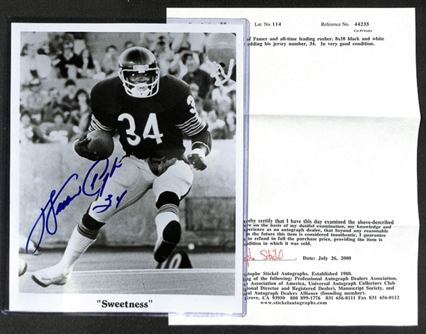 Walter Payton Signed 8x 10 Photo - JSA