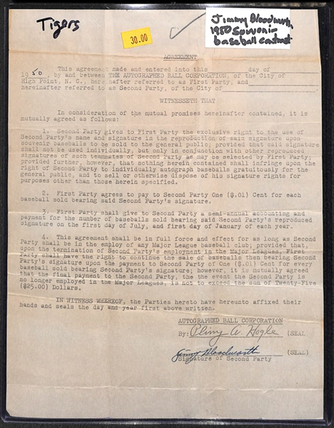 Lot Of 2 Baseball Player Signed Business Contracts