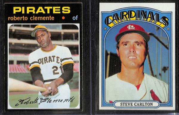 Lot of 1500+ Assorted 1970-1977 Topps Baseball Cards w. 1971 Hank Aaron & 1971 Roberto Clemente