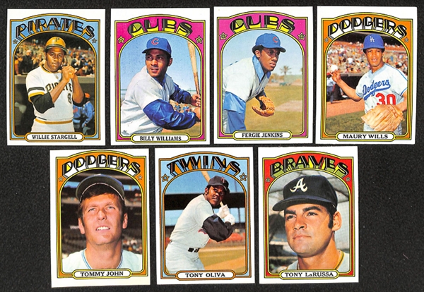 Lot of 1600+ Assorted 1972 Topps Baseball Cards w. Willie Stargell
