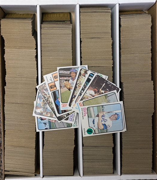 Lot of 1600+ Assorted 1973 Topps Baseball Cards w. Willie Mays