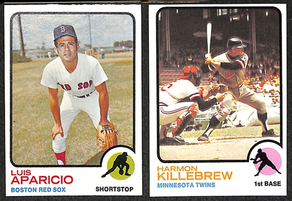 Lot of 1600+ Assorted 1973 Topps Baseball Cards w. Willie Mays
