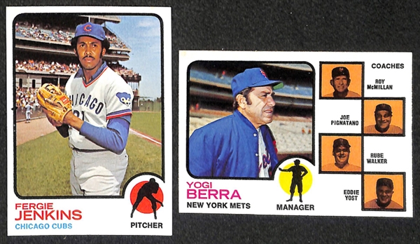 Lot of 1600+ Assorted 1973 Topps Baseball Cards w. Willie Mays