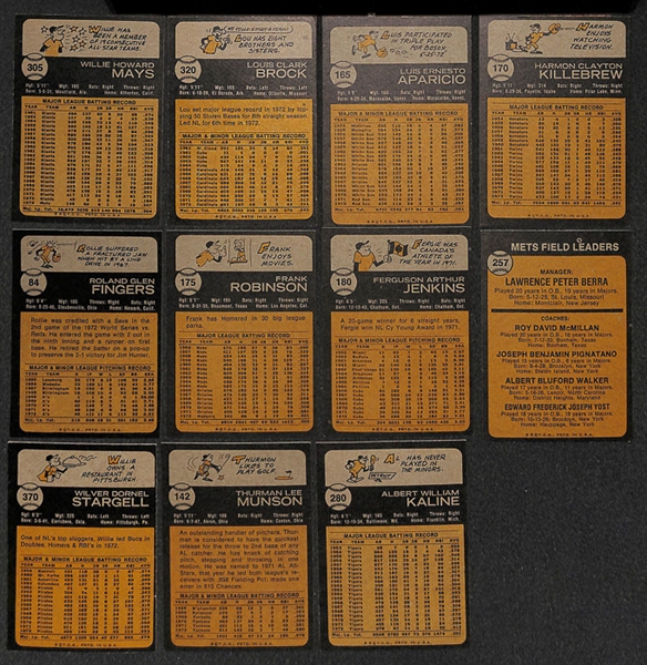 Lot of 1600+ Assorted 1973 Topps Baseball Cards w. Willie Mays