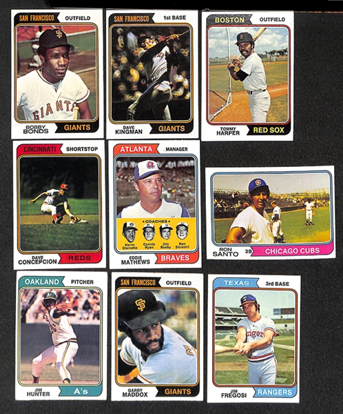 Lot of 1600+ Assorted 1974 Topps Baseball Cards w. Bobby Bonds