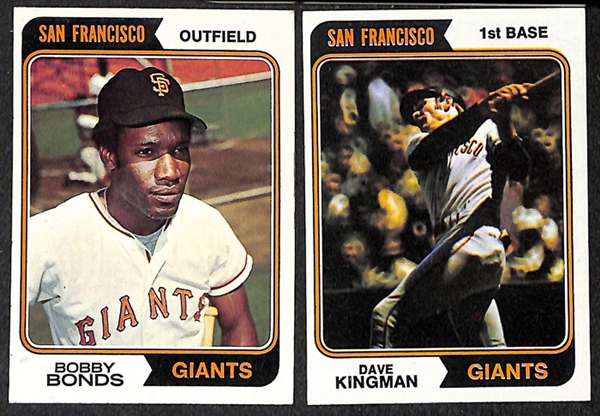 Lot of 1600+ Assorted 1974 Topps Baseball Cards w. Bobby Bonds