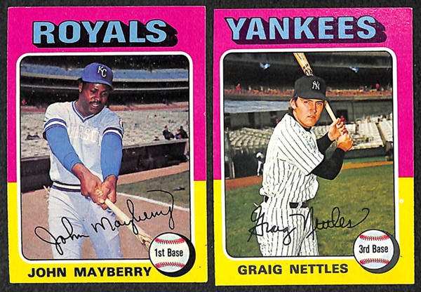 Lot of 1600+ Assorted 1975 Topps Baseball Cards w. Burt Blyleven