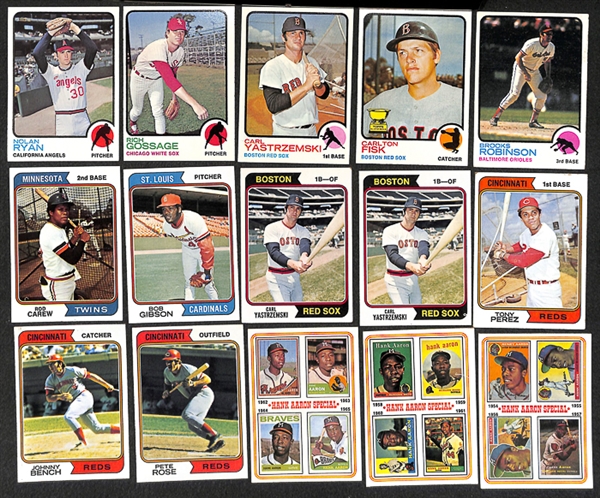 Lot of 2500+ Assorted 1973-1980 Topps Baseball Cards w. 1973 Nolan Ryan & 1974 Pete Rose