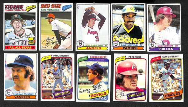 Lot of 2500+ Assorted 1973-1980 Topps Baseball Cards w. 1973 Nolan Ryan & 1974 Pete Rose