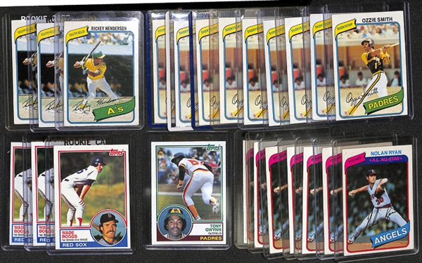 Lot of 500+ Baseball Star & Rookie Cards from 1980-1987 w. Henderson Rookie x3