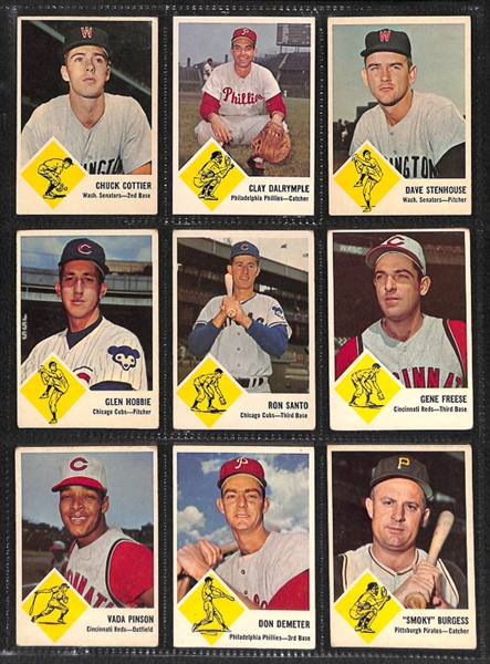 Lot of 32 - 1963 Fleer Baseball Cards w. Ron Santo