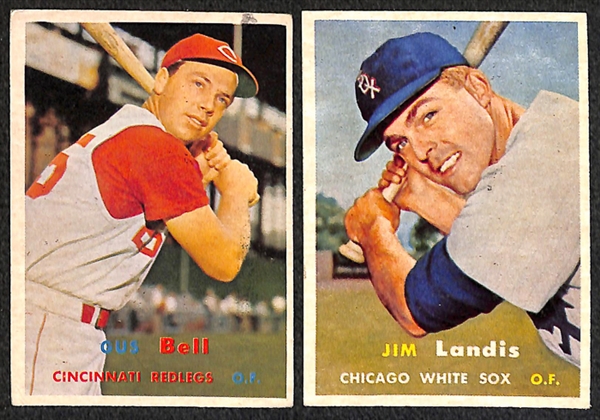 Lot of 100 Different 1957 Topps Baseball Cards w. Semi-Stars 