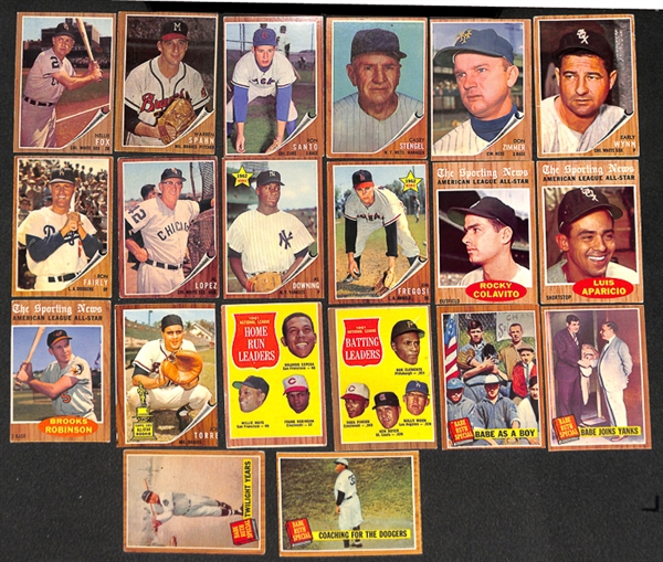 Lot of 177 Different 1962 Topps Baseball Cards w. Stars Including Nellie Fox