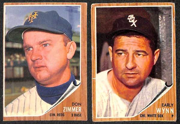 Lot of 177 Different 1962 Topps Baseball Cards w. Stars Including Nellie Fox