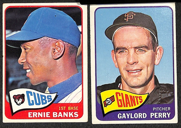 Lot of 257 Different 1965 Topps Baseball Cards w. Stars Including Ernie Banks