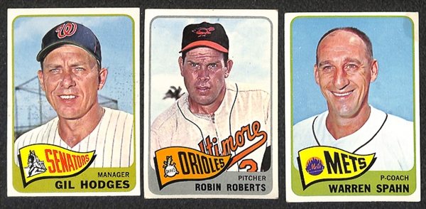 Lot of 257 Different 1965 Topps Baseball Cards w. Stars Including Ernie Banks
