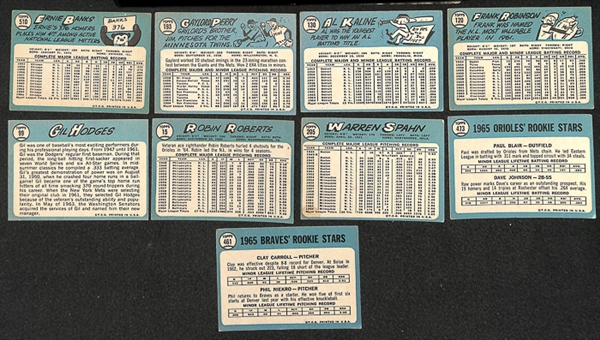 Lot of 257 Different 1965 Topps Baseball Cards w. Stars Including Ernie Banks