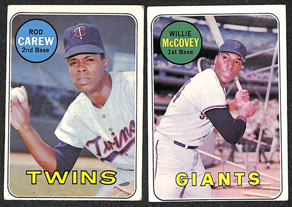 Lot of 317 Different 1969 Topps Baseball Cards w. Stars Including Rod Carew